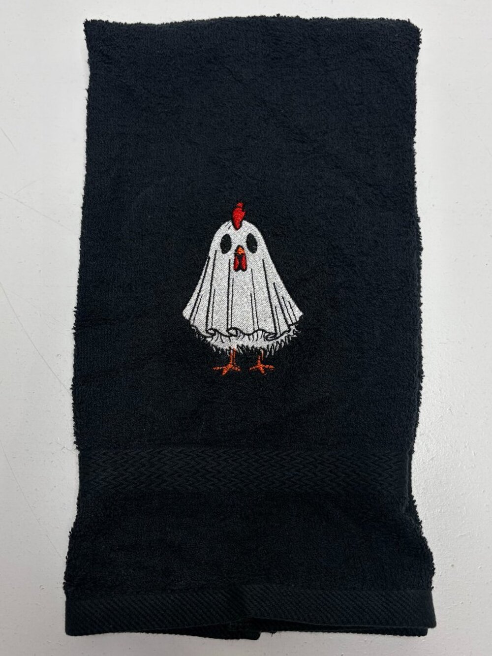 Halloween Towels Embroidered Hand Towel Set Funny Holiday Bathroom Ghost Chicken